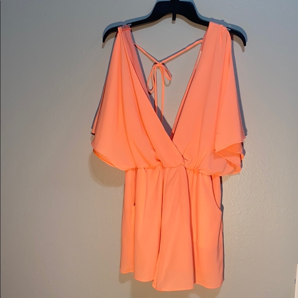 Bright coral romper